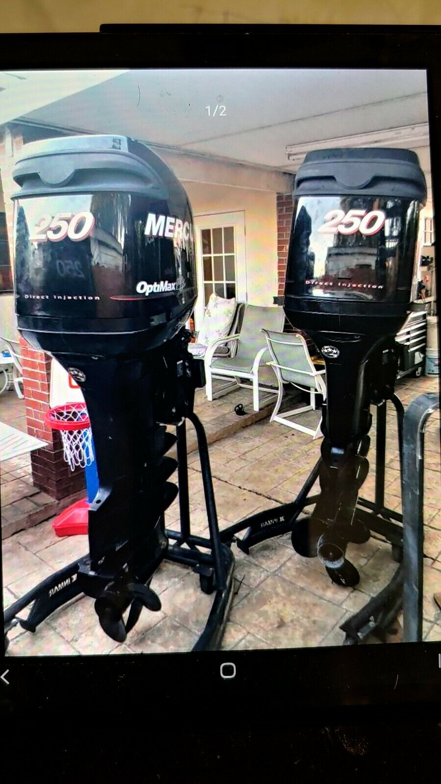Twin 2016 Mercury Optimax 250hp 2-Stroke DFI 30″ XXL & CXXL Outboard Engine Pair